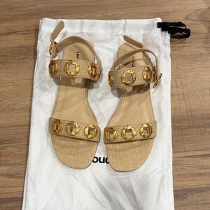 NWT Larroude Milan Raffia Sandals Size 9